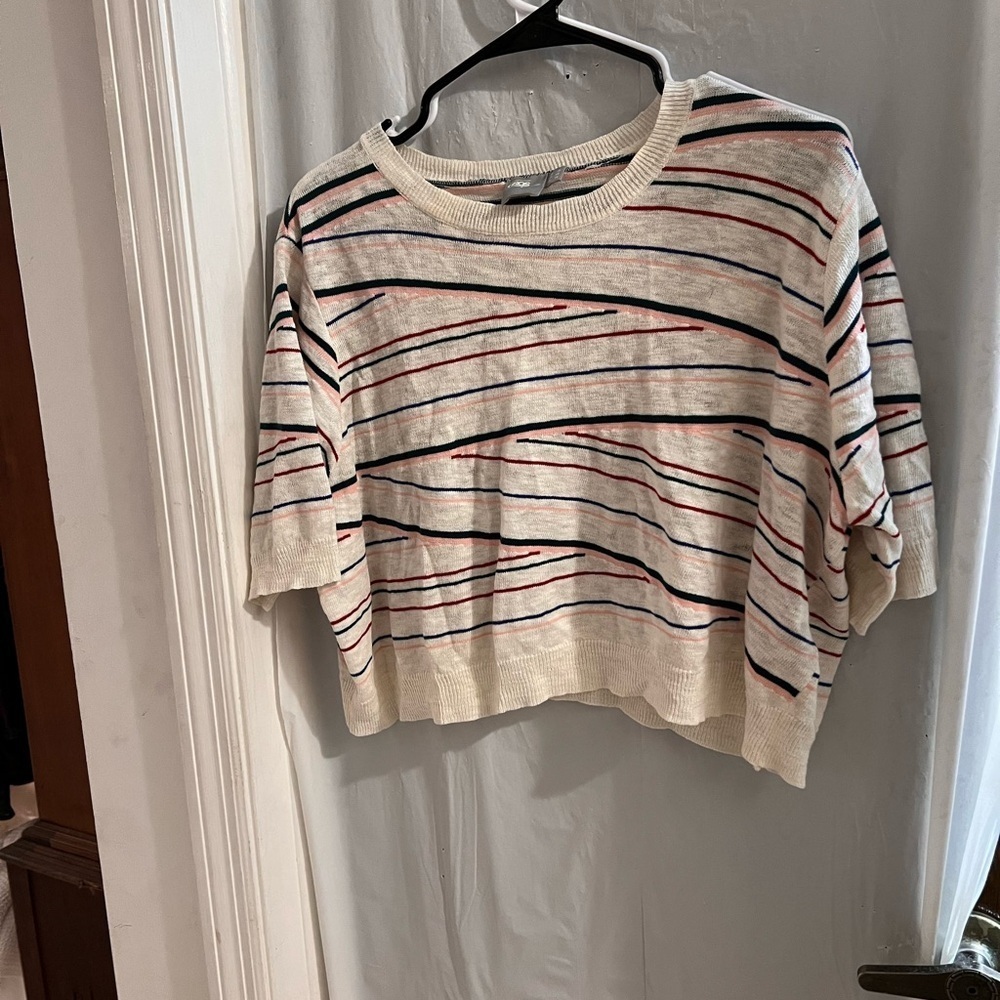 ASOS Cream Striped Crop Top